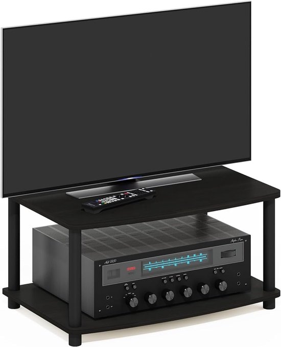 Furinno Turn-N-Tube TV Standaard Furinno Turn-N-Tube - Mesa Auxiliar En Forma De C Con Ruedas, Color Espresso/negro Verstelbare TV Standaard Zonder Gereedschap
