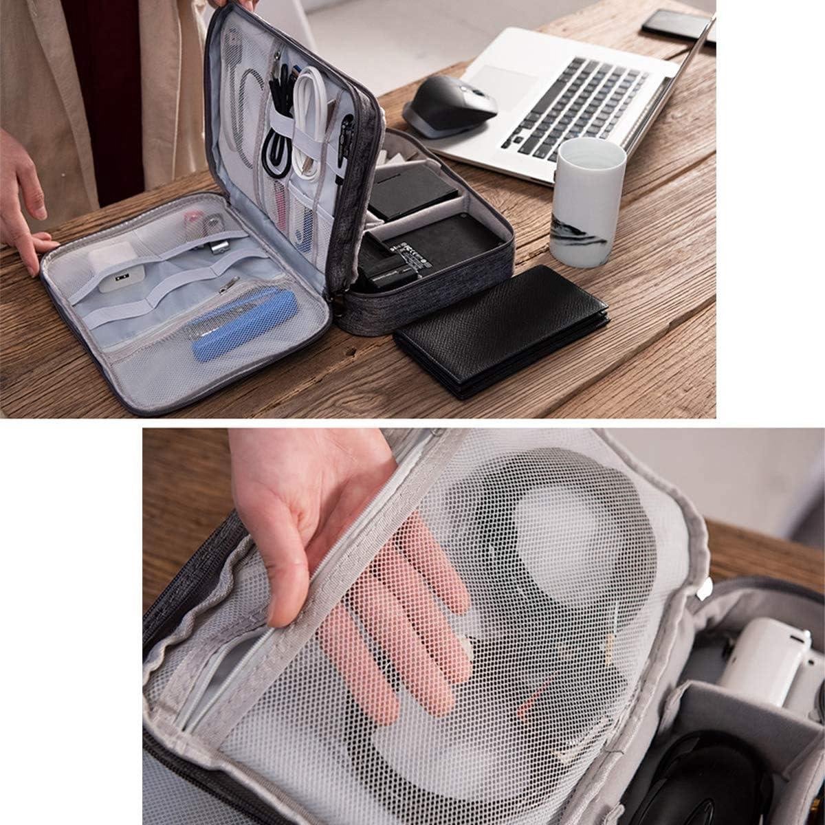 Ronte - Dubbelvouw reisorganisatietas voor elektronica en accessoires - Grijs - Draagbaar - Reisgadget - Powerbank - USB - Oplader – foto 3