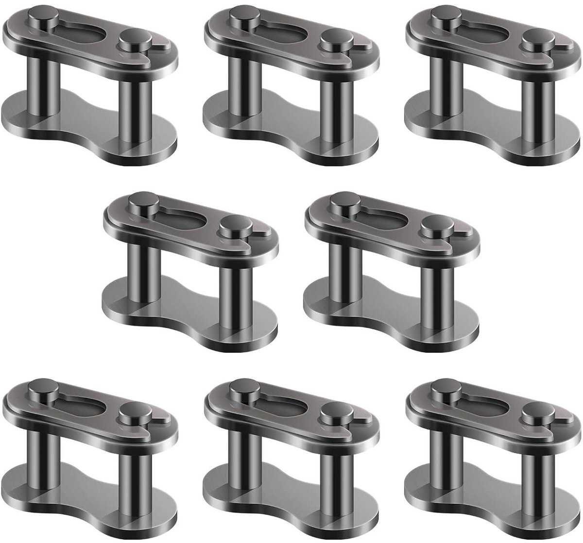 Ronte - Ketting Master Links Set van 8 Stuks | Heavy Duty Vervangende Hoofdlink Chain Connector voor Fiets, Mini Bike, Karting | Pit ATV en Scooter | Duurzame Staalconstructie | Gemakkelijk te Installeren
