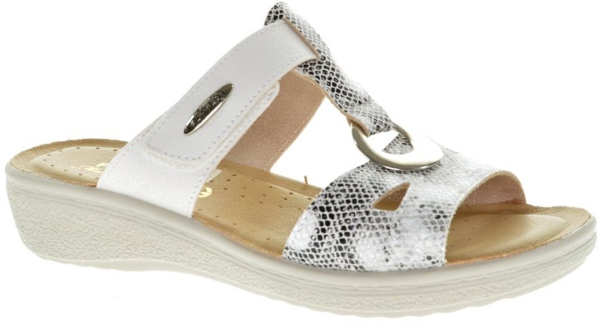 Witte Geklede Slipper Flyflot Met Velcro maat 37