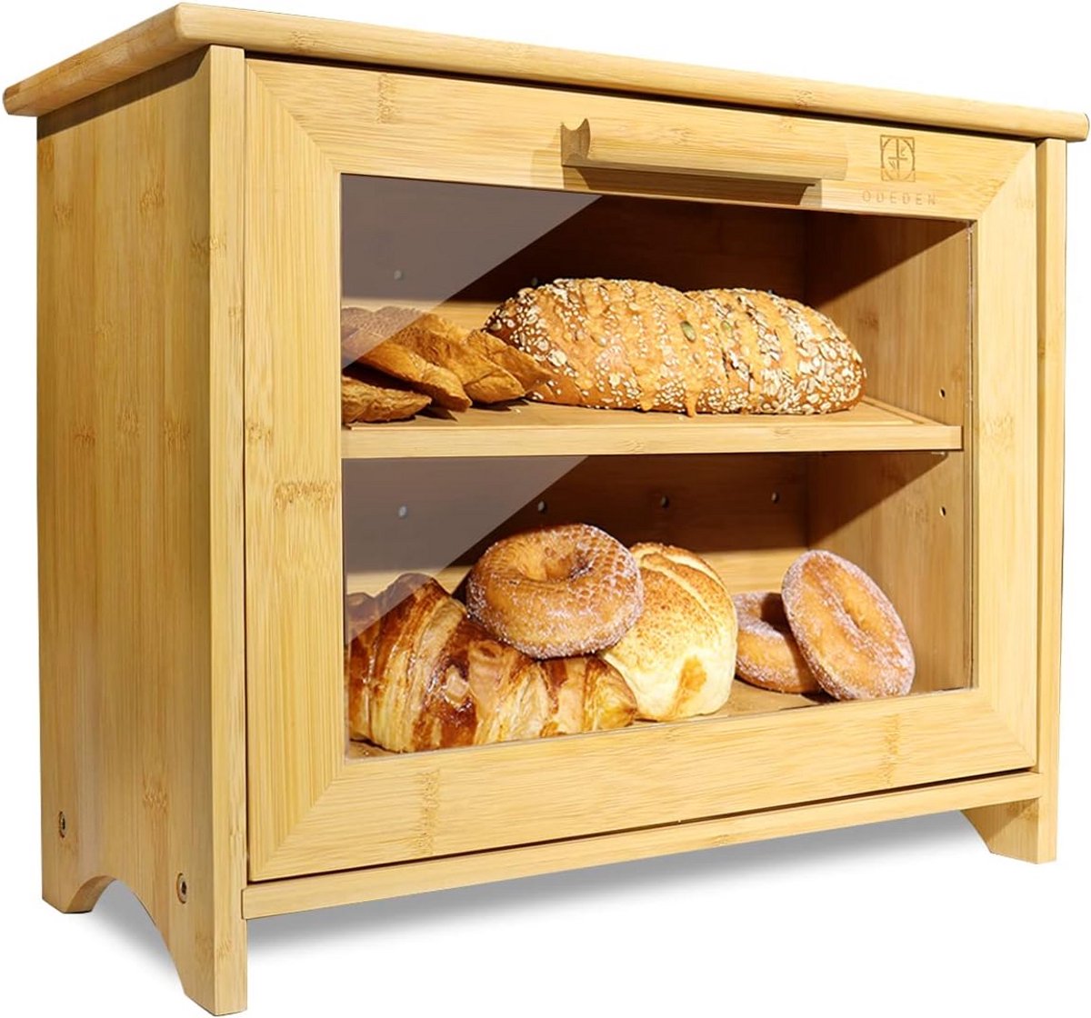Bamboe Broodbak Tweelaags met Magnetische Sluiting & Transparant Venster - Broodtrommel voor Opslag van Brood en Gebak