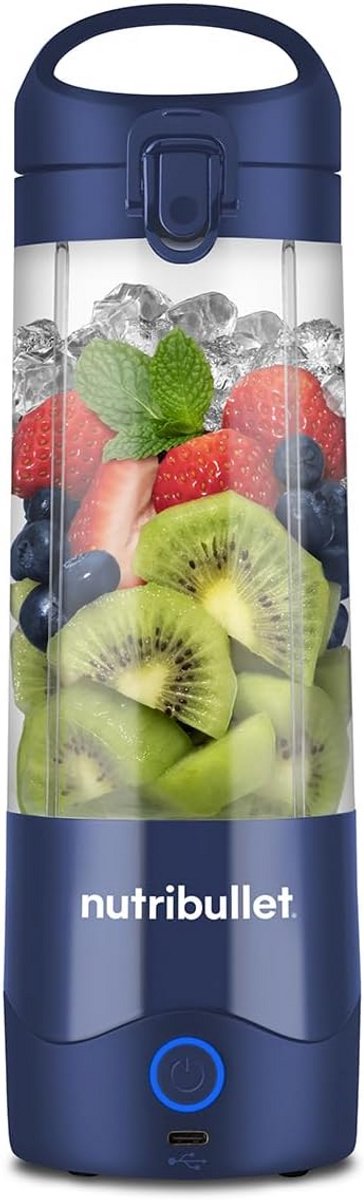 Draagbare 60W Nutribullet Blender Navy USB-C Oplaadbaar 590ml 4-Punts Mes 15+ Mengcycli voor Smoothies & Shakes BPA-vrij Tritan Cup