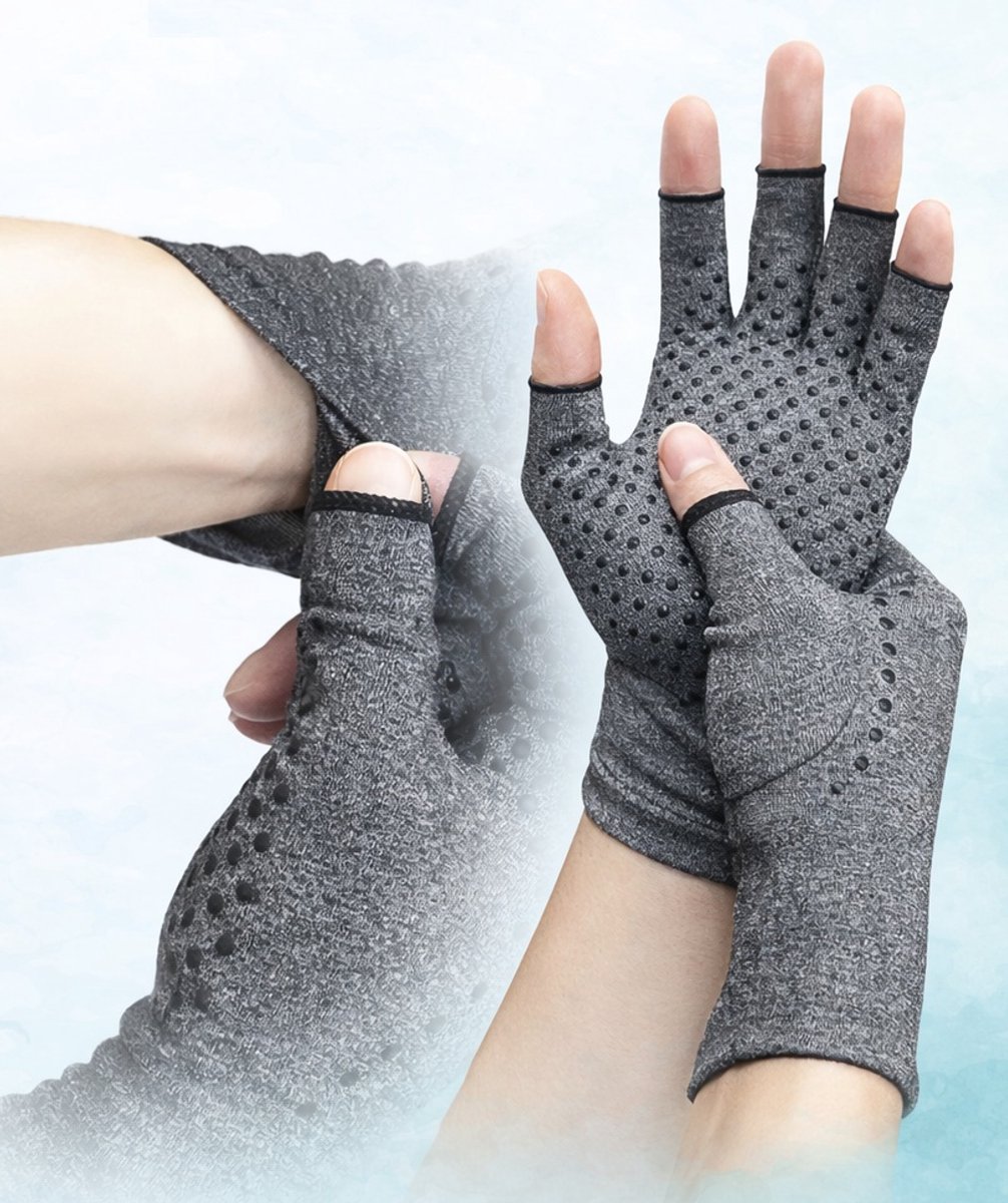 Therapeutische handschoenen, Extensso®, kleur: Antislip-Grijs, Maat: M , Therapeutische, Reuma, Artritis, Compressie Handschoenen, voor Pijnverlichting, Ondersteuning & Verbetering van de Bloedsomloop,88% cotton, polyester, 12% spandex