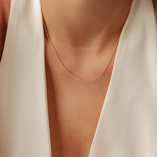 Hey Happiness Fijne Textuur Ketting Dames 925 Zilver 18K Verguld – 41 cm + 5 cm Verstelbaar – Ketting voor Uw Hanger – Goud