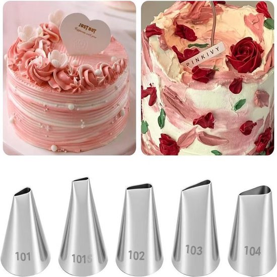 4 stuks professionele spuitmonden, zilveren tips voor het decoreren van taarten, roestvrijstalen spuitmonden, set voor cupcakes en bakken