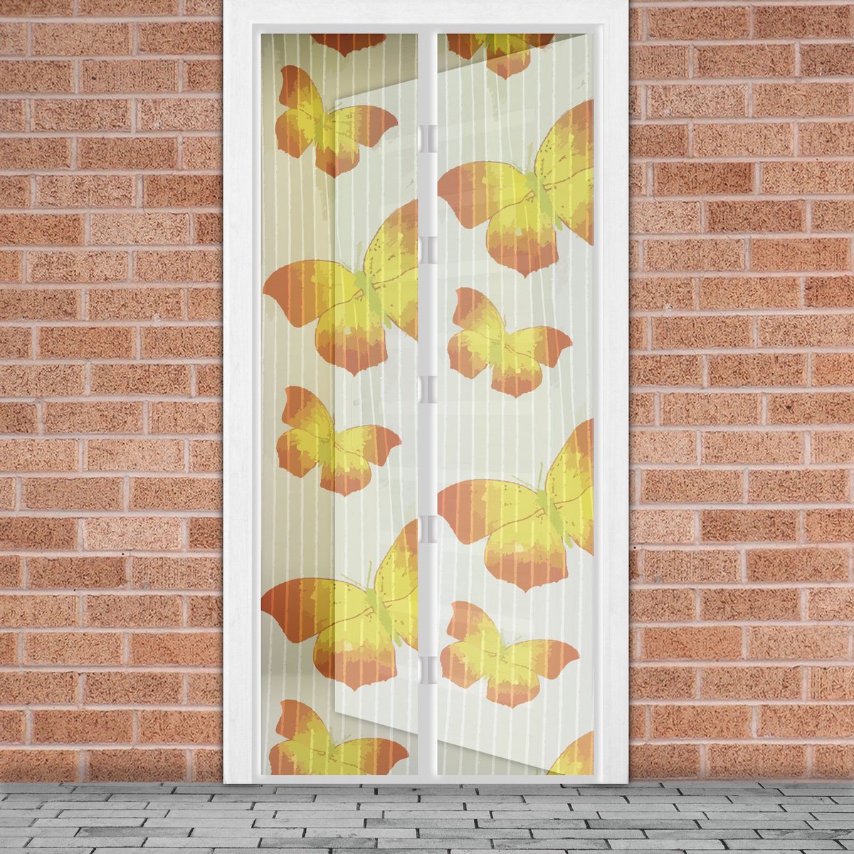Magnetisch Deurgordijn Tegen Insecten – Vliegengordijn / Hordeur - Hor met Magneten – Gele Vlinder – 100 x 210 cm – Zelfsluitend – Met Klittenband – Wasbaar en UV-Bestendig – Voor Deur en Balkon [11398L]