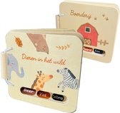 Splendid Uitgeverij® - 2 Houten boekjes - Dieren in het wild & Boerderij - Buggyboekje voor de kleine handjes - 10cm x 10cm - Eerste jaar baby speelgoed - Jongen / Meisje - 0 jaar / 6 maanden / 1 jaar - Kleine cadeautjes - Eerste woordjes