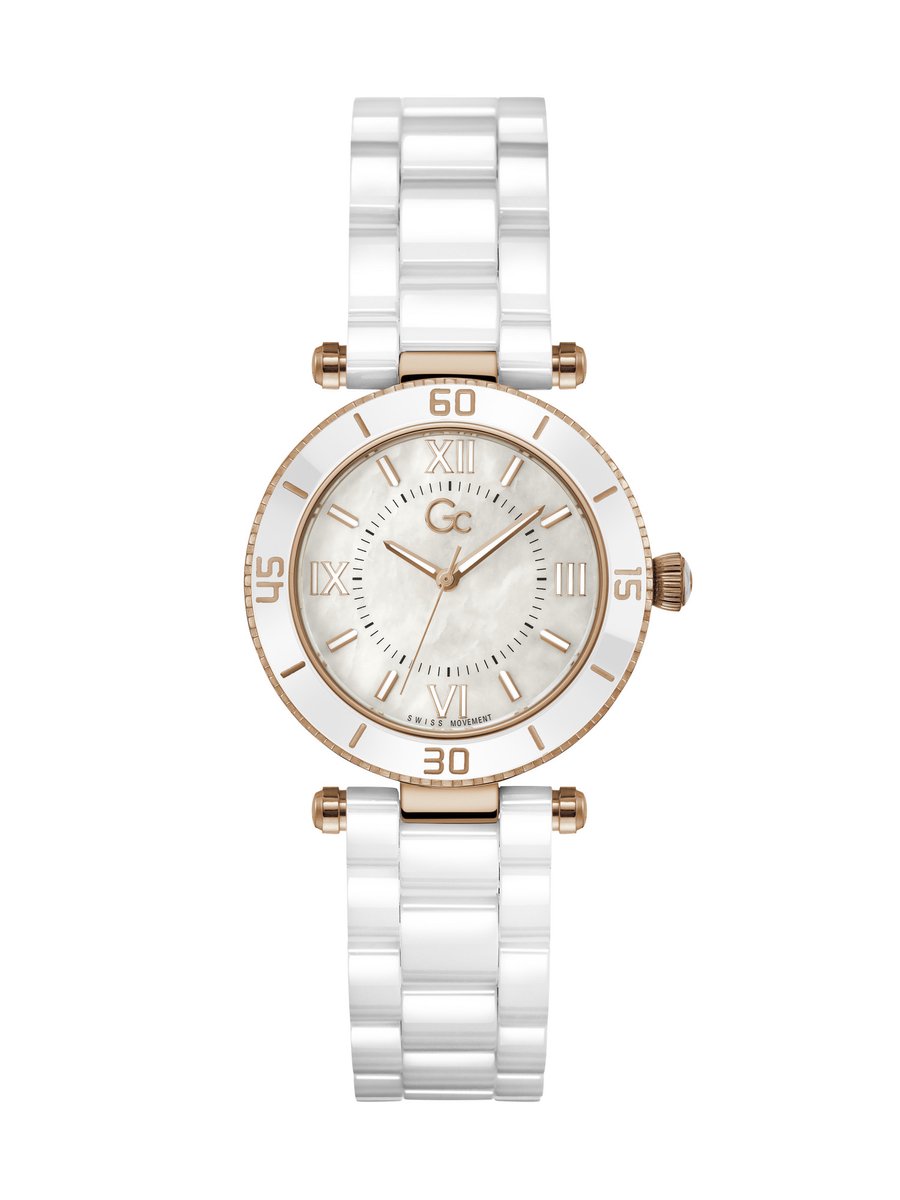 Gc Gc Muse Ceramic Kwarts Analoog Horloge Wit Goud Case: 100% Stainless Steel | Armband: 100% Ceramic 34 Z05006L2MF, Z05007L1MF, Z05008L1MF