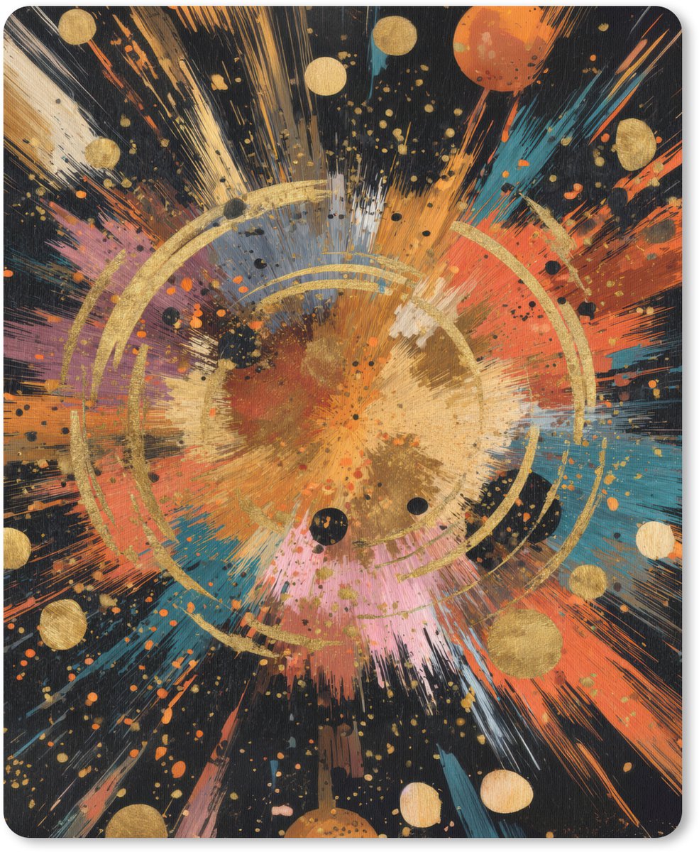 Muismat 19x23 cm - Mousepad Explosie - Verfstructuur - Goud - Abstract - Muismatten