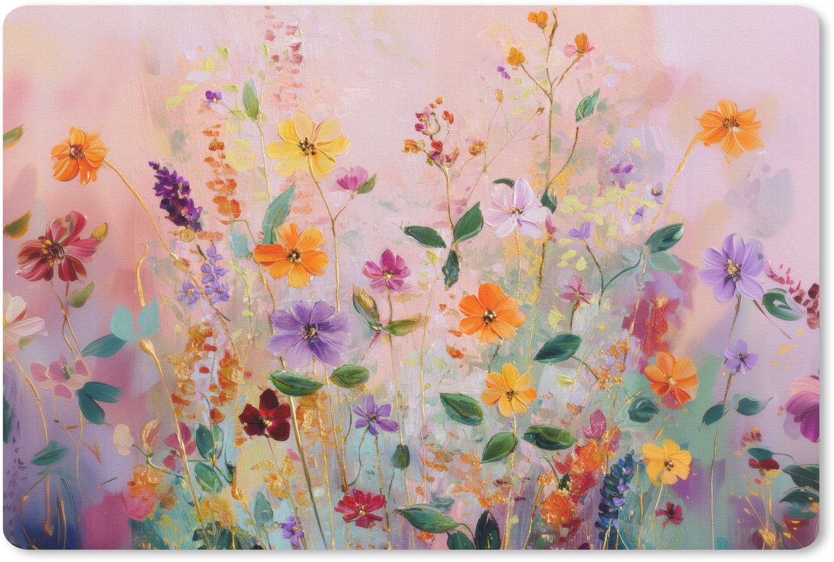 Muismat 27x18 cm - Mousepad Schilderij - Bloemen - Abstract - Kleurrijk - Muismatten