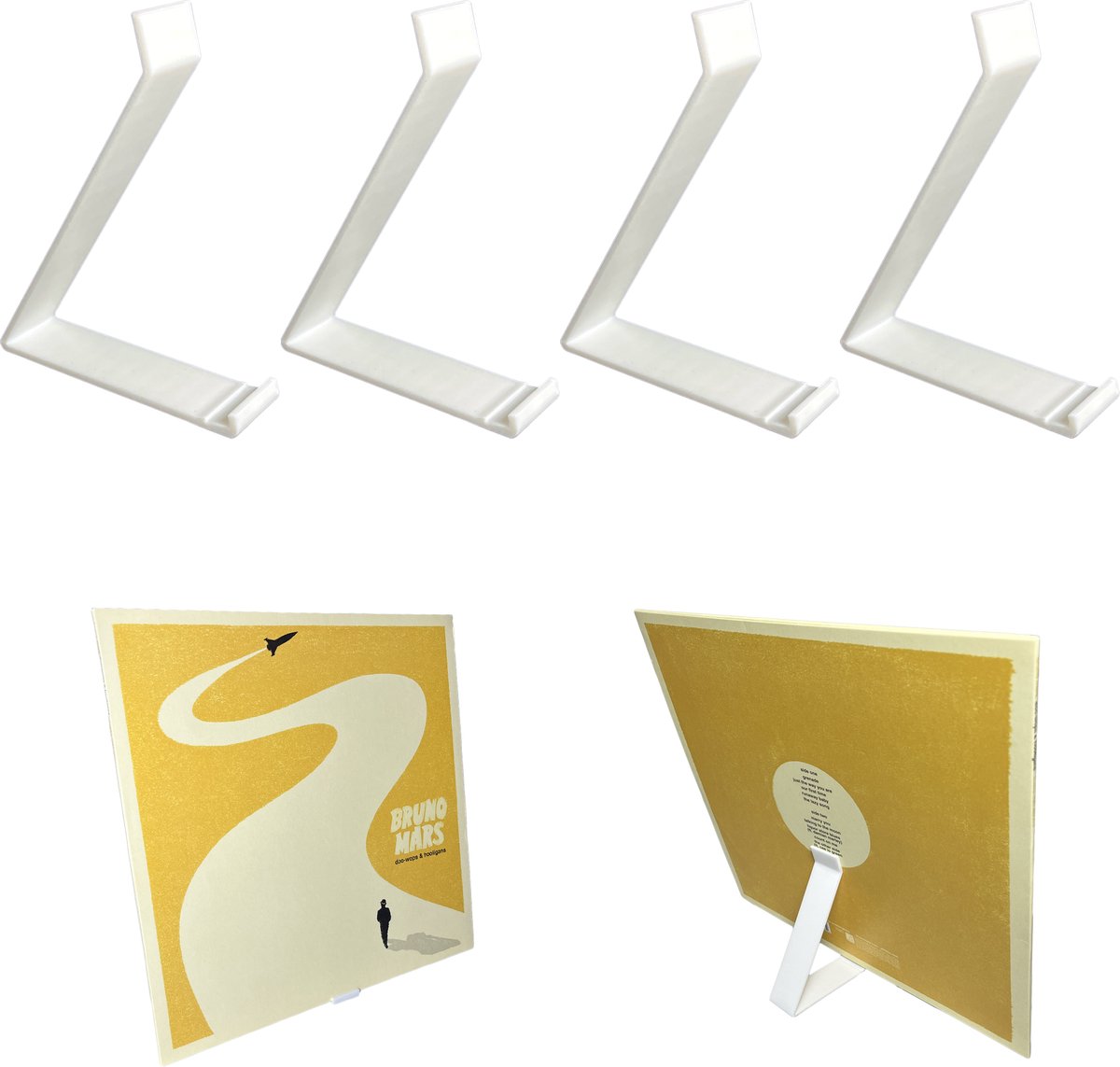LP Standaard - 4 Stuks - Wit - Platenhouder - Vinyl rek - LP Display