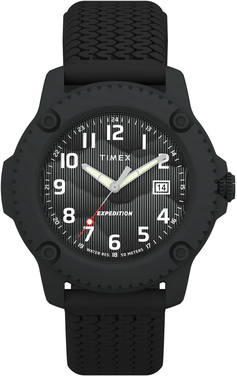 Timex Expedition® Timber Quartz Analoog Horloge Zwart Kast: 100% Aluminium | Armband 100% Siliconen 42 mm TW4B34800AJ