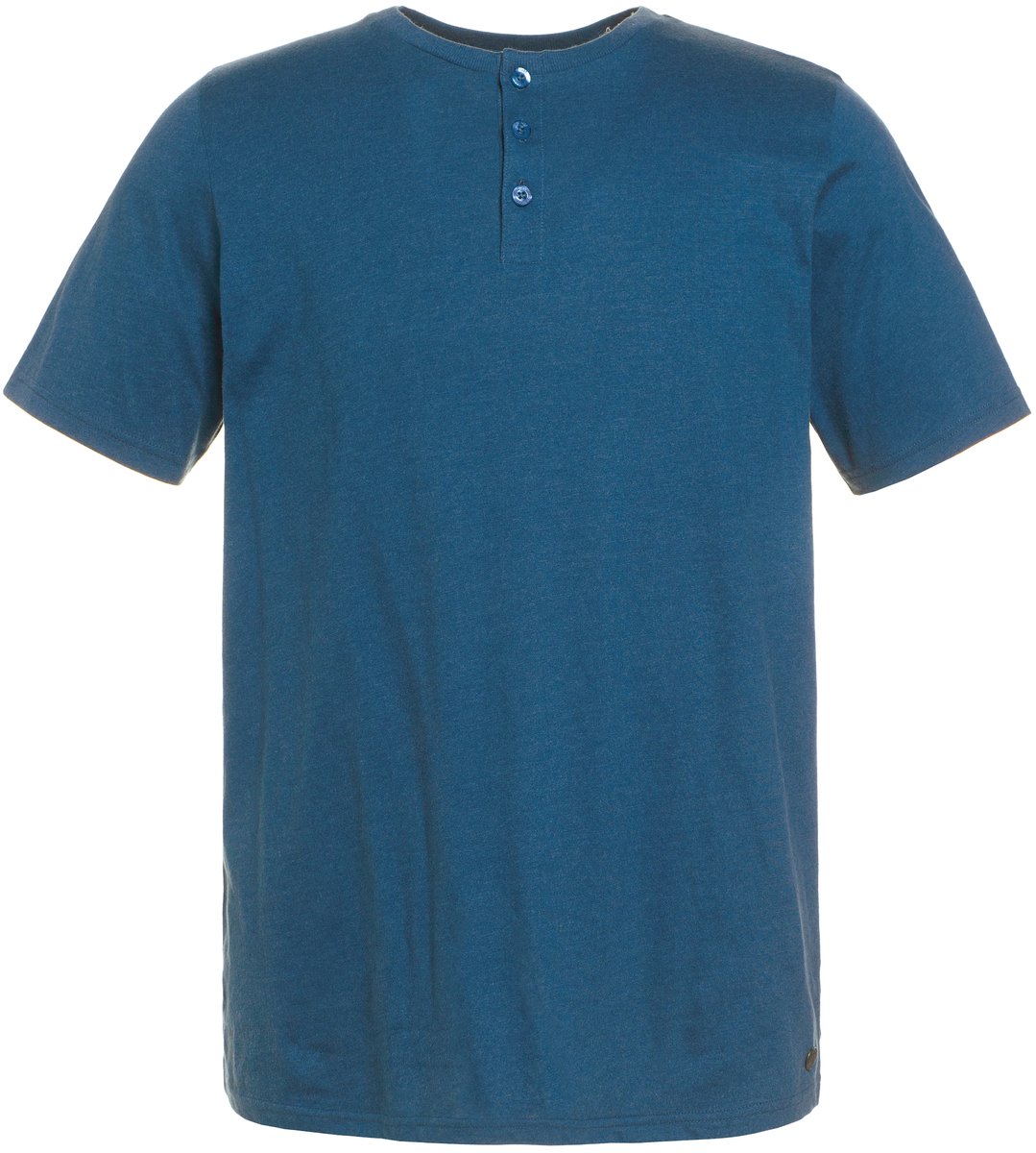 JP 1880 - Heren - Henley basic knoopsluiting korte mouwen - Blauw denim - Maat 7XL