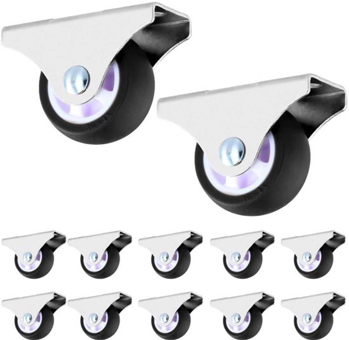 Set van 12 wielen voor meubels - TPE-wielen 38 mm - draagvermogen 45 kg - woonruimte en kleinmeubilair