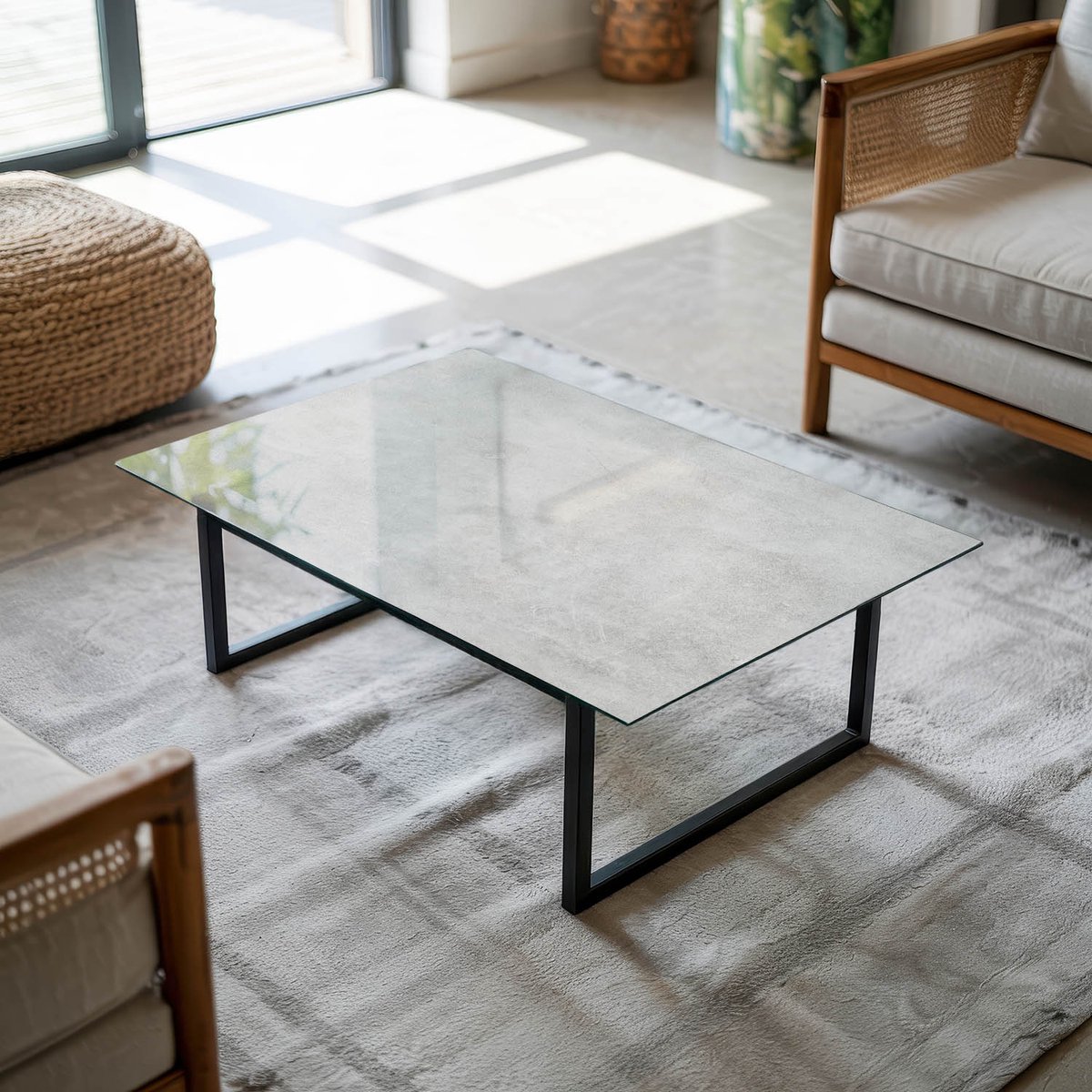 Coloray Tafelblad - Salontafel Blad - 80x60 cm - Grijs - Rechthoek Glazen Tafelblad - Glaz