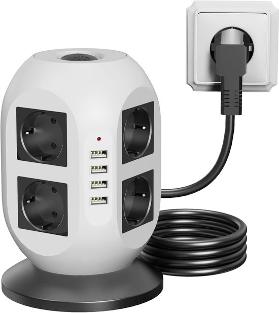 Slimme Wifi 4-voudige Stekkerdoos - 2x USB-A en 2x USB-C - 2 meter - Wit Slimme Wifi 4-voudige Stekkerdoos - 2x USB-A en 2x USB-C - 2 meter - Wit