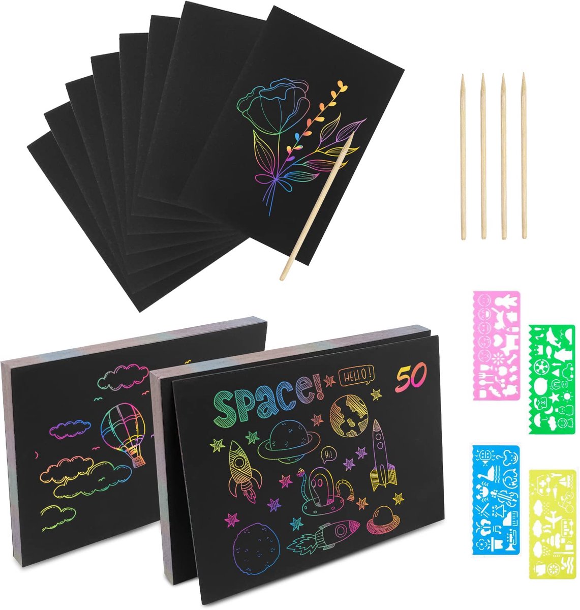 Ynkkvre -Scratch Paper Art Set voor Kinderen - Creatief Knutselen - Regenboog Magie