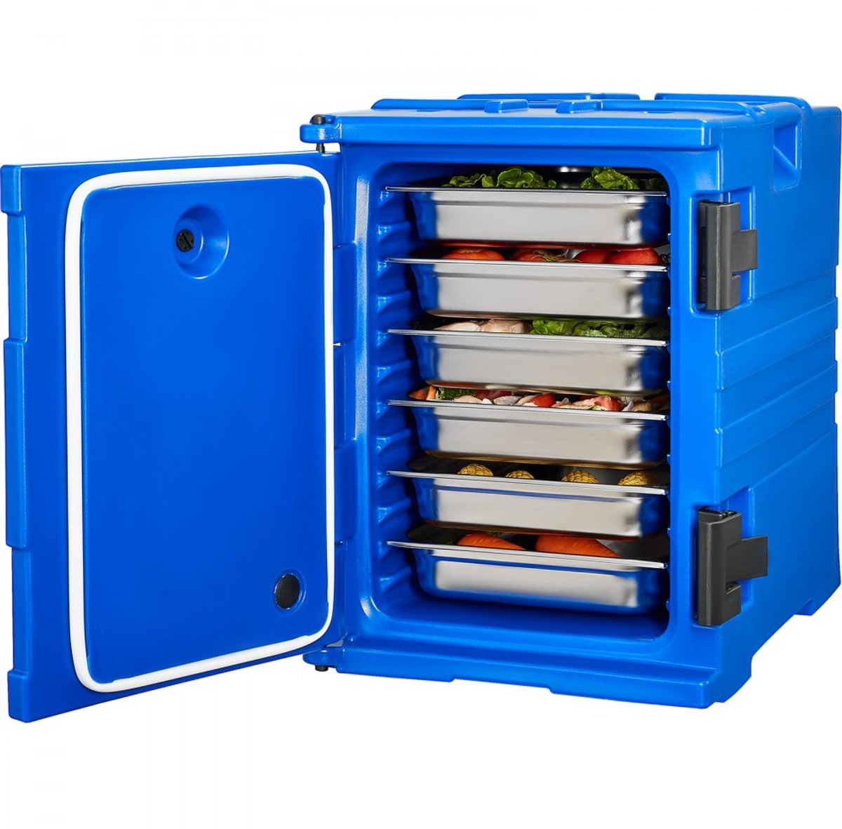Thermobox / Warmhoudbox - Voedselcontainer 90 L - Geïsoleerd - Warm- en Koudhoudend - Dubbele Sluitingen - Stevige Handgrepen - Voor Catering en Horeca - Blauw