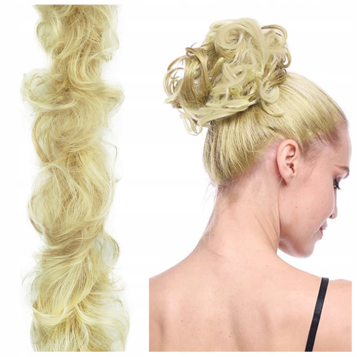Bevestigbare paardenstaart met elastische band - synthetisch haar, dikke vlecht 80 cm