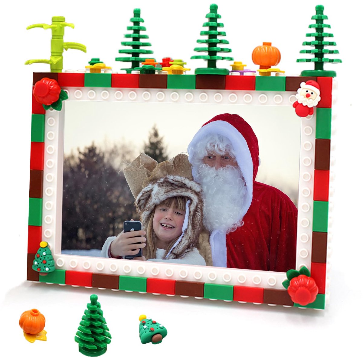 Namajunas - Kerstversiering - Kerst - Christmas Decorations - Christmas Building blocks - Kerst Bouwstenen - Niet geschikt voor LEGO - Kerstboom - Fotolijsten - DIY 3D-fotokader - Tafeldecoratie - Kerst Cadeau - Christmas Gift - Kerststukjes