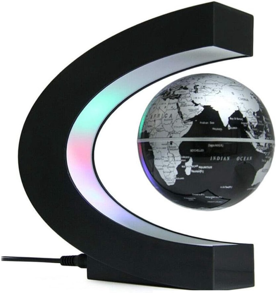 White-Label® Wereldbol Met Verlichting - Led Lamp Kinderen - Bureaulamp - Zwart