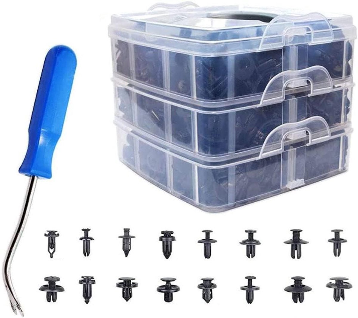 EGoods - Autoklinknagels - Plastic Bevestigingsmiddelen - 625 stuks - Push Type Pin Klinknagels Clips Trim Kit - Toyota Honda Buick - BMW - Daewoo - GMC - Jeep Suzuki - Mazda