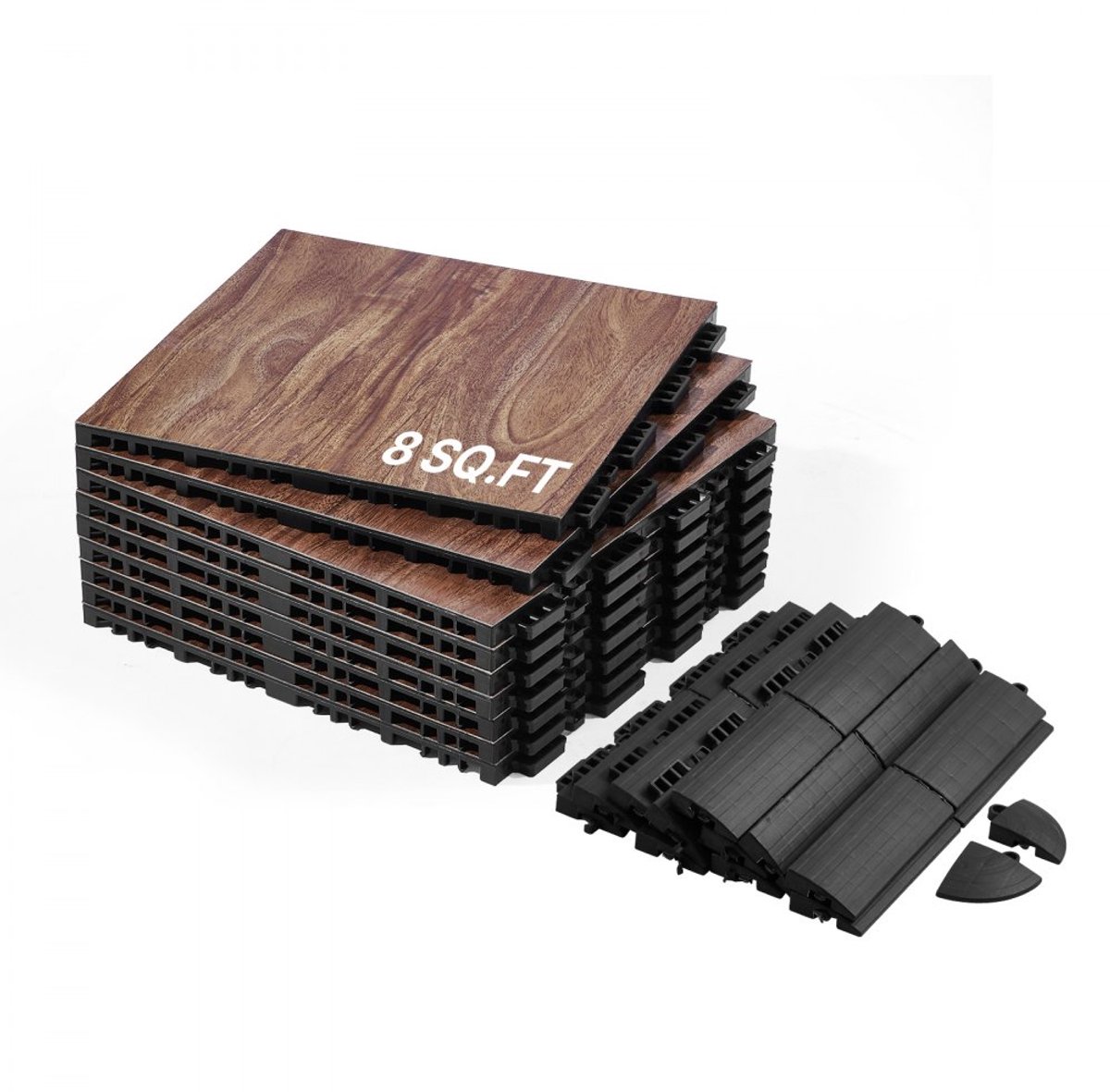 Dansvloerset - Dansvloertegels - Modulaire kliktegels - Formaat 315 x 315 mm - Set van 9 Tegels (0,84 m² per doos) - Draagbaar - Zachte basis - Eikennerf