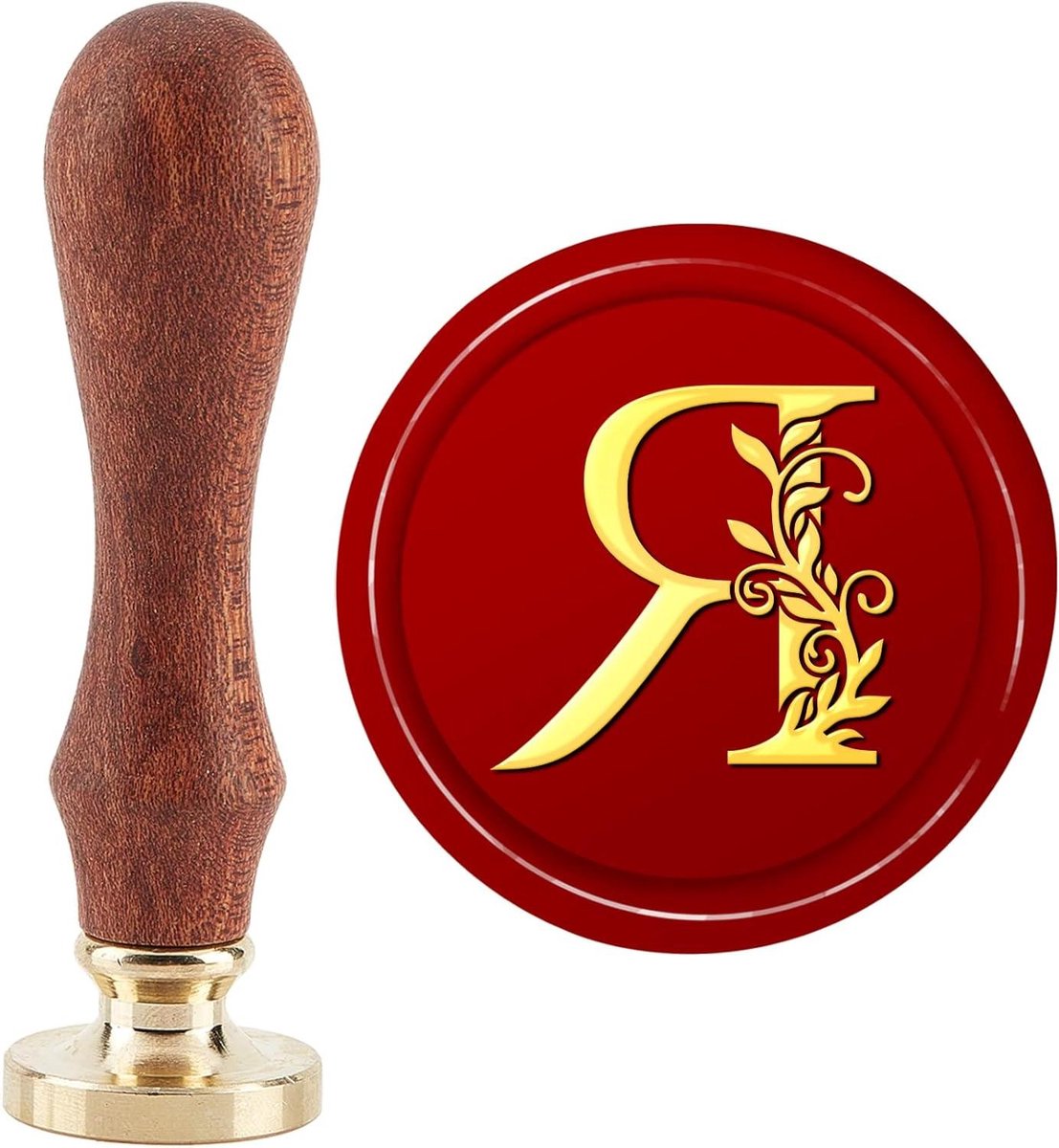 EGoods - Wax Seal Stempel Initialen R Classic Vintage 30mm Messing Afdichting met Houten Handvat – Gift Uitnodigingen Wenskaarten