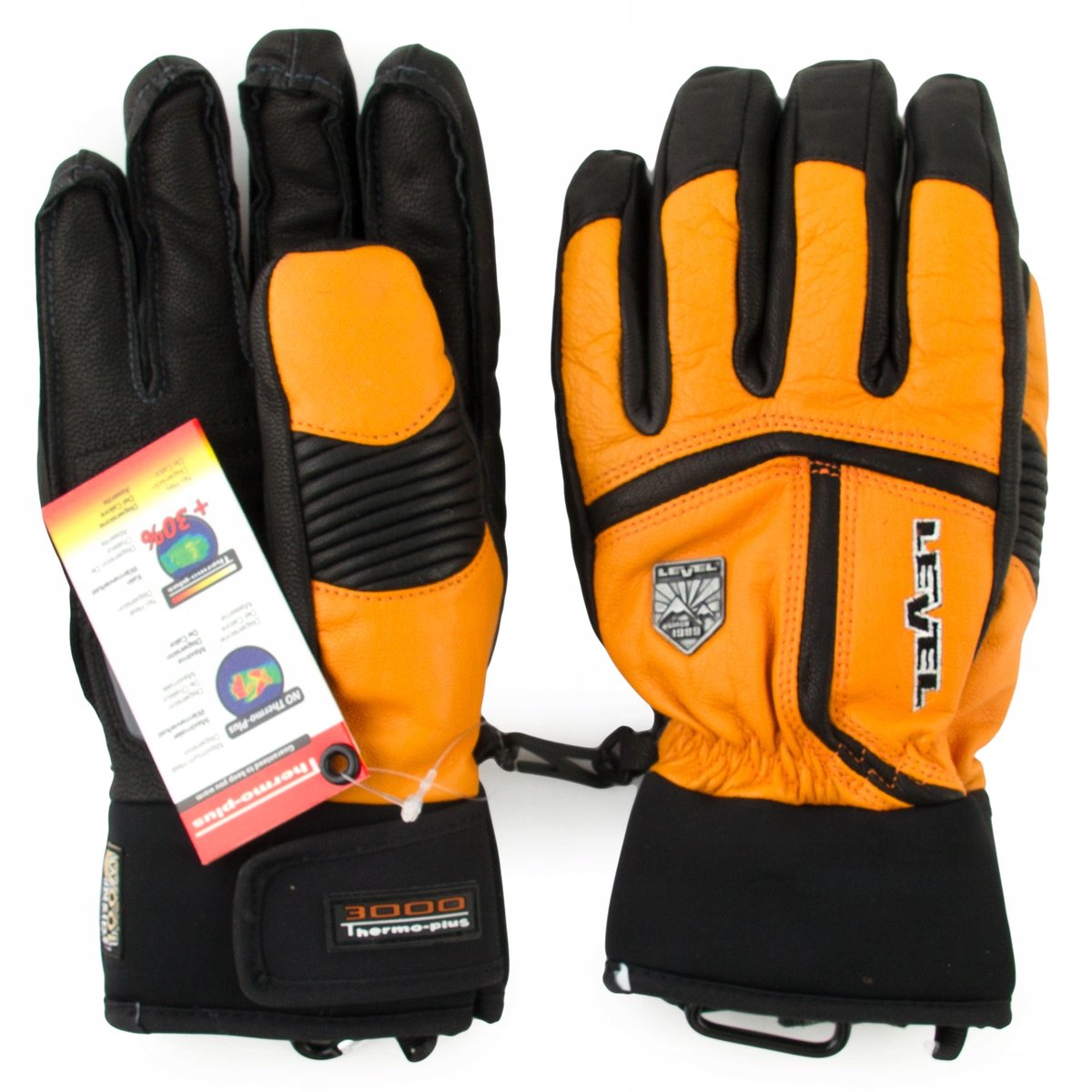 Level Leren Heren Skihandschoenen /7 Oranje