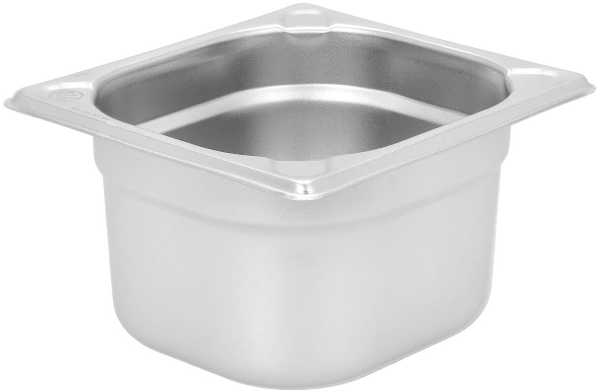 RVS Gastronorm Bak 1/6 100mm 1.5L - Versterkt, Hittebestendig