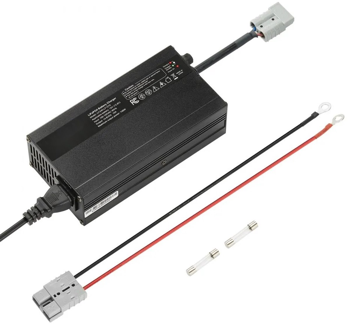 Lithium LiFePO4 Acculader - 12V 10A - 14,6V Laadspanning - Anderson-stekker - LED-display - 0V-Activatie - Voor Deep-cycle Boot- en Camperaccu's