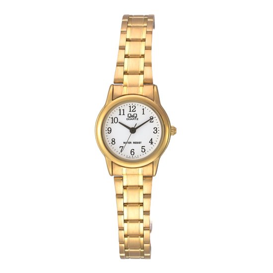 Q&Q C42A-001PY - Montre - Analogique - Dames - Femme - bracelet en acier - Ronde - Métal - Chiffres - Couleur or - Wit - 3 ATM