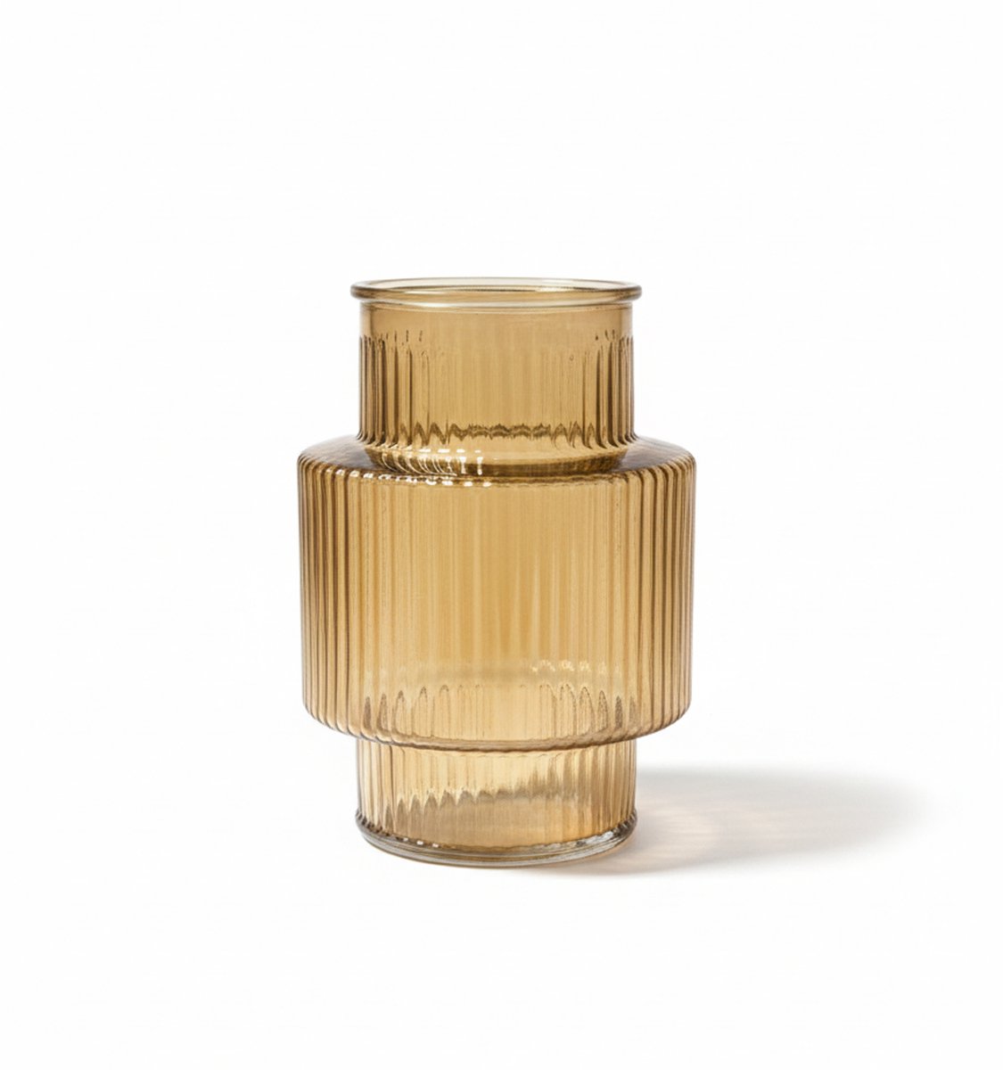 Vaas Lyon Amber Glas - Unieke Vorm - Sfeervolle Woondecoratie