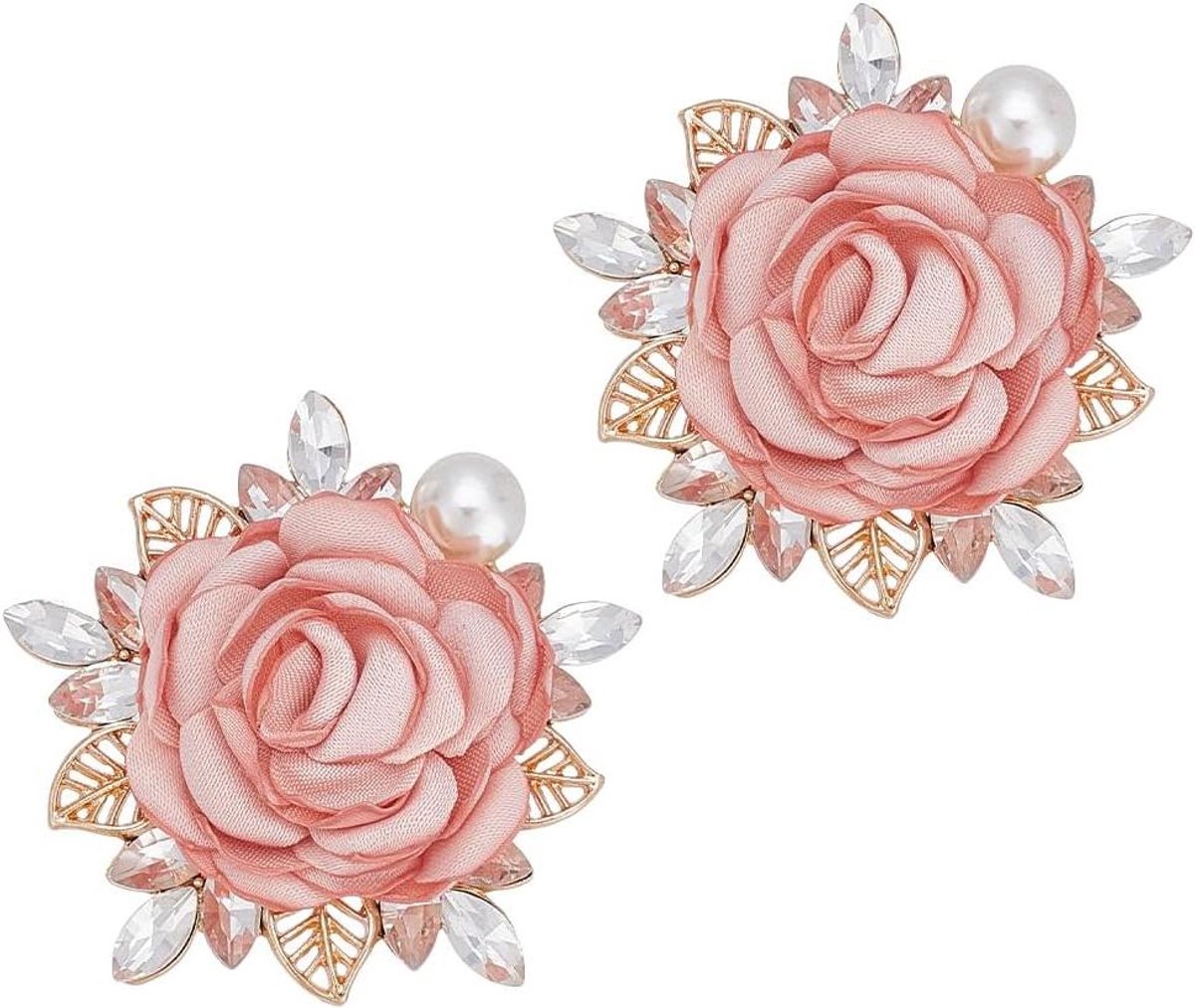Cosensi - Rozenvormige broche met 3D-parels in polyester - Elegant kostuumaccessoire