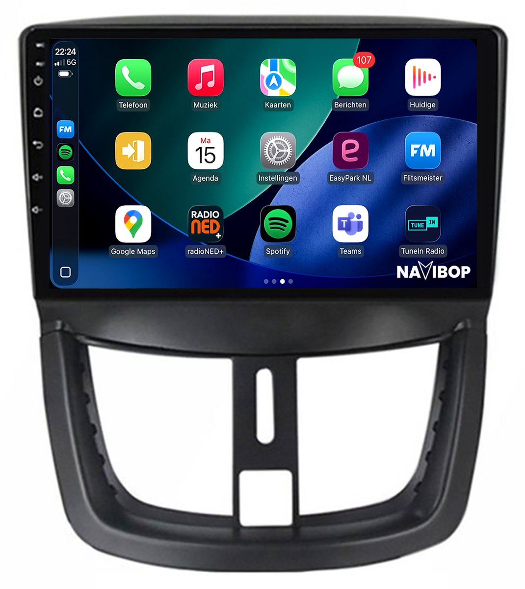 Geschikt voor Peugeot 206+ (2006 t/m 2014) | 9 inch Android 15.0 CarPlay autoradio | Draadloos CarPlay & Android Auto | 2GB RAM + 32GB | Externe microfoon | Bluetooth & WiFi | NAVIBOP NB-1531 | Bouwjaar 2006 t/m 2014