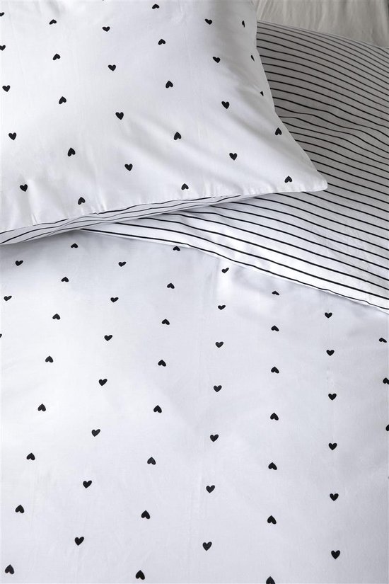 Vtwonen - Striped Love dekbedovertrek - Eenpersoons - 140x200/220cm - Wit van Merkloos — afbeelding 3