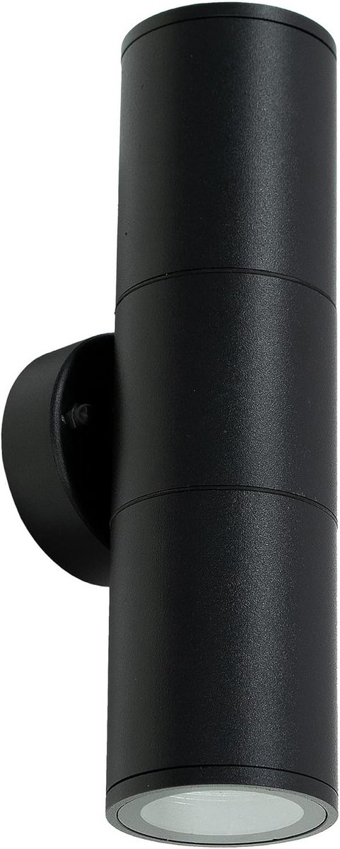 Zwarte IP54 Buiten Wandlamp Aluminium voor Tuin, Terras en Patio - Geschikt voor 2x GU10 Spots