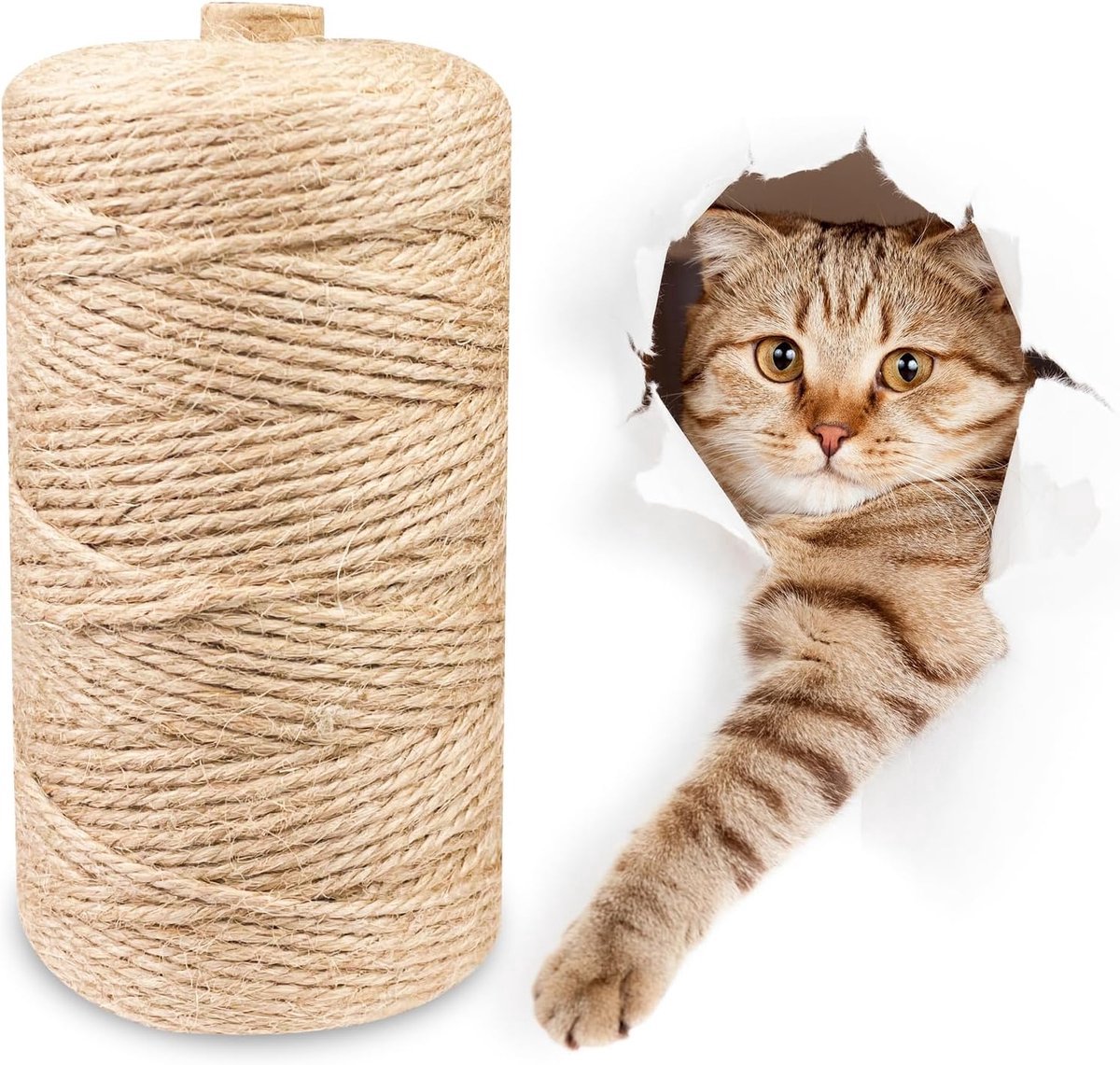 Stunq® Duurzame Sisaltouw Rol - 6mm Breedte, 50 Meter Lengte - Voor Krabpalen en Decoratieve Toepassingen