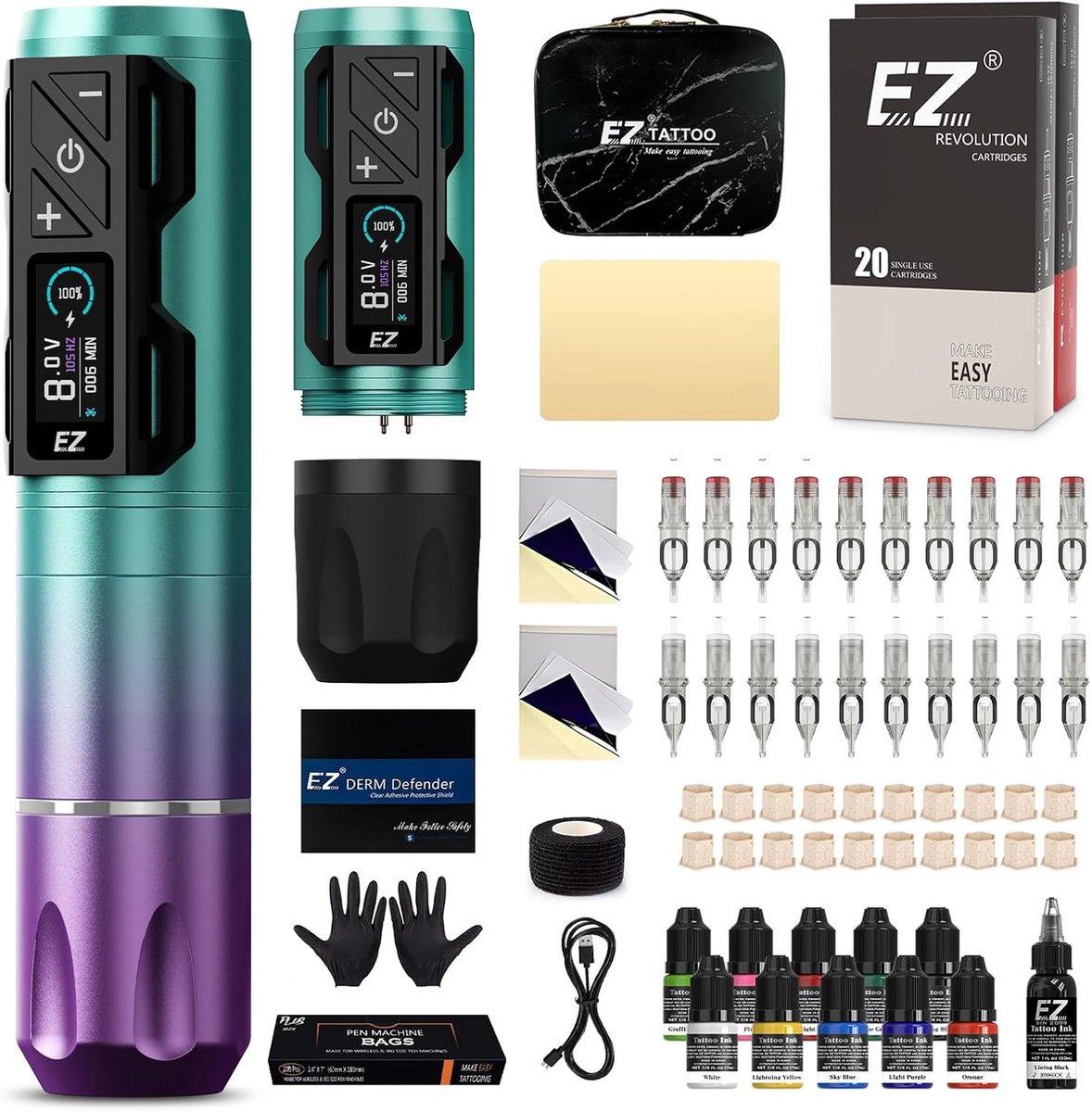Tattoo Machine met Accessoires - Tattoo kit Draadloos - Complete Set