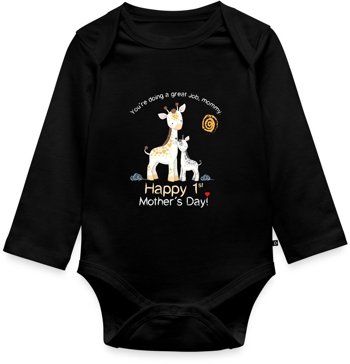 Giraf Gelukkige Eerste Moederdag Baby Rompertje Met Lange Mouwen