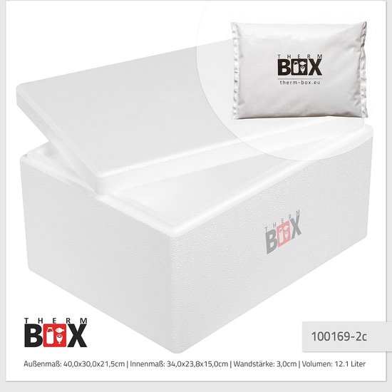 Isolatiebox van Piepschuim 12L met 2 Koelbatterijen voor Koelen en Warmhouden — afbeelding 2