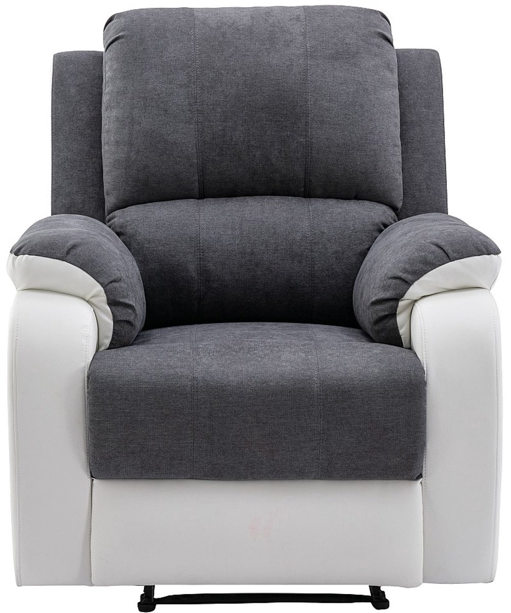 Vente-unique Relaxfauteuil van microvezel en grijs en wit kunstleer BRODY