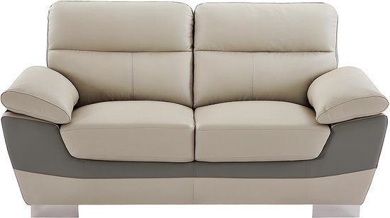 Canapé cuir 2 places FRANCESCA / Bicolore anthracite et gris L 170 cm x H 86 cm x P 85 cm