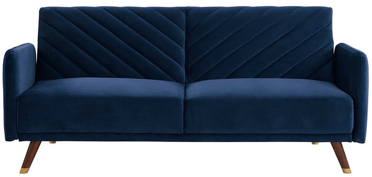 Vente-unique Driezitsbedbank van fluweel JORIS - Blauw