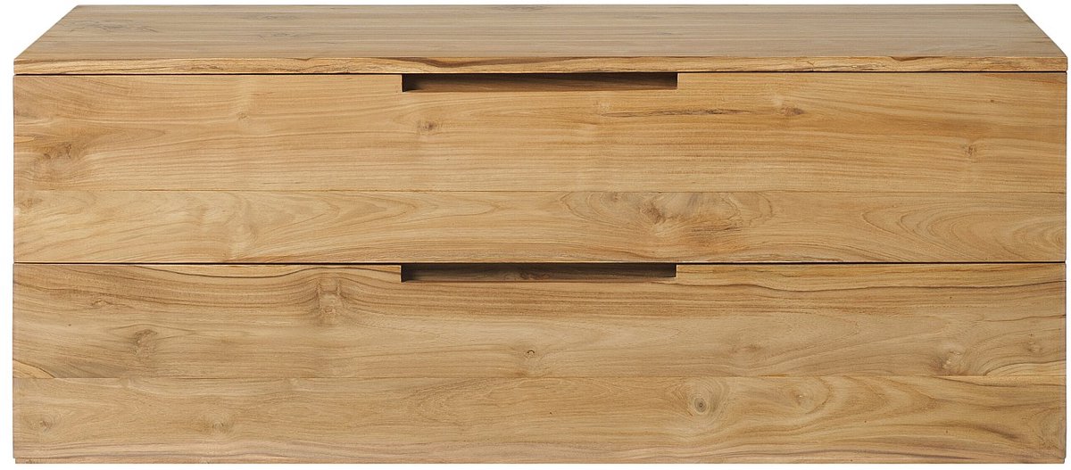 Vente-unique Zwevende badkamerkast in licht teakhout - 2 lades - 115 cm - BIMBING