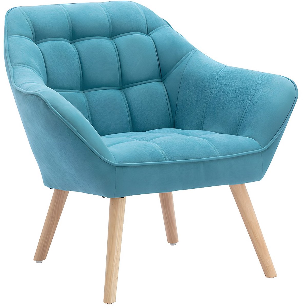 Vente-unique Tweezitsbank en fauteuil CASERTA - Stof - Blauw Turquoise