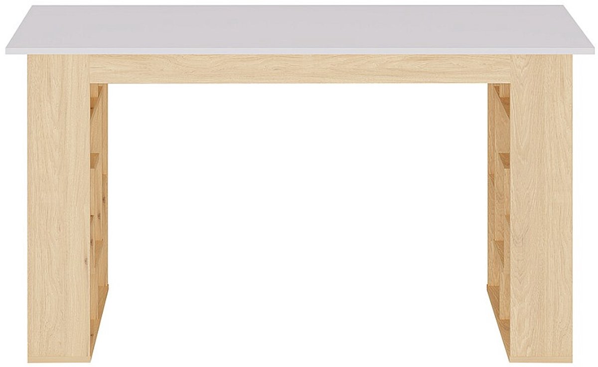 Vente-unique Bureau met 10 planken - Kleur: naturel en wit - JOVISO L 140 cm x H 75 cm x D 60 cm