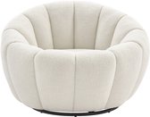 Fauteuil coque tournante en bouclé blanc COSSATO L 96 cm x H 65 cm x P 96 cm