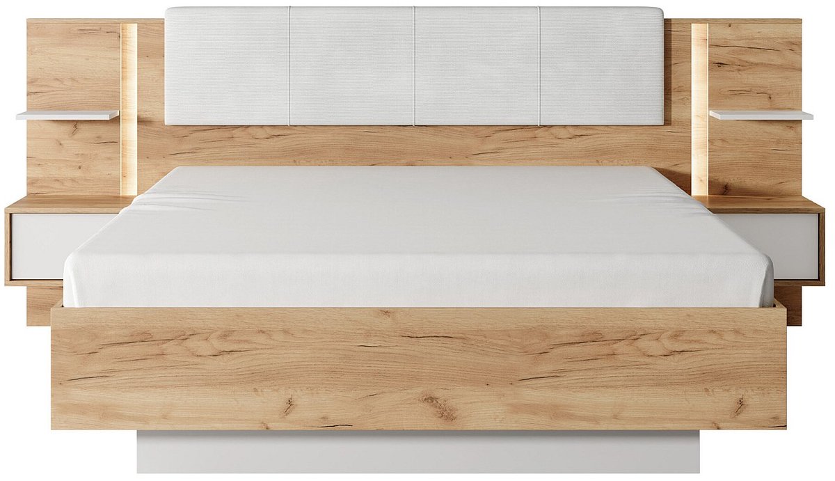 Vente-unique Bedframe fluweel natuurlijk licht, wit 160 x 200 cm