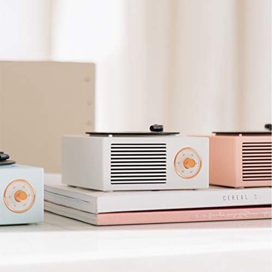 Deze retro-klassieke lichtroze Bluetooth-speaker heeft een klassiek ontwerp voor een platenspeler en is een leuk cadeau voor meisjes. Hij beschikt over een verbeterde bas en een luid volume. van Merkloos — afbeelding 4